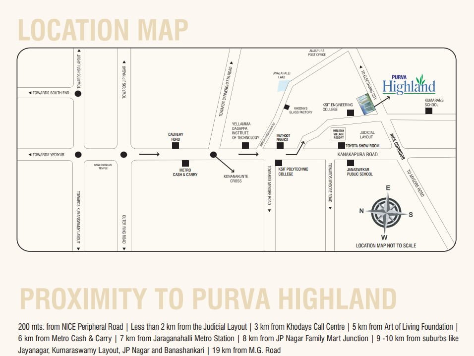 Purva Highland Kanakpur Road  Bangalore Location MAp