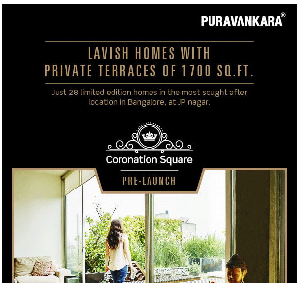 Pre-launching Purva Coronation Square, Just 28 Lavish homes, JP Nagar Bangalore