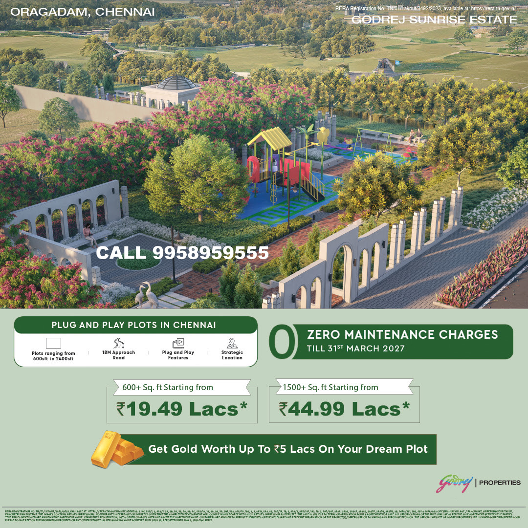 Godrej Sunrise Plots in Chennai at 16 Lacs
