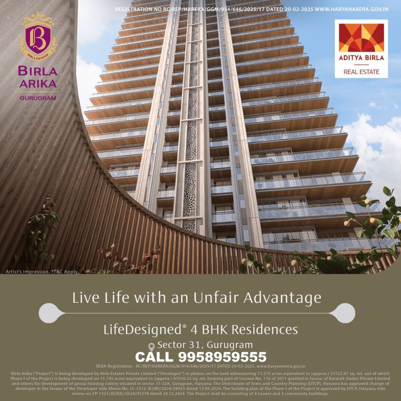 Birla Arika gurgaon call 9958959555